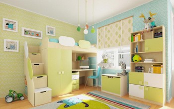 Детская комната Эппл (Зеленый/Белый/корпус Клен) в Вилюйске - vilyujsk.mebel54.com | фото