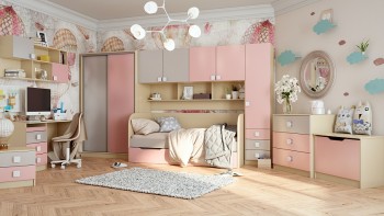 Детская комната Грэйси (Розовый/Серый/корпус Клен) в Вилюйске - vilyujsk.mebel54.com | фото