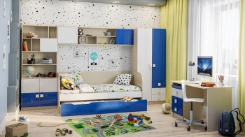 Детская комната Скай Люкс (Синий/Белый/корпус Клен) в Вилюйске - vilyujsk.mebel54.com | фото