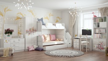 Детская комната Совушки (Белый/корпус Выбеленное дерево) в Вилюйске - vilyujsk.mebel54.com | фото