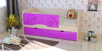 Друзья Кровать детская 2 ящика 1.6 Фиолетовый глянец в Вилюйске - vilyujsk.mebel54.com | фото