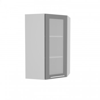 Гарда ВПУС 550 шкаф верхний угловой со стеклом высокий (Белый Эмалит/корпус Серый) в Вилюйске - vilyujsk.mebel54.com | фото