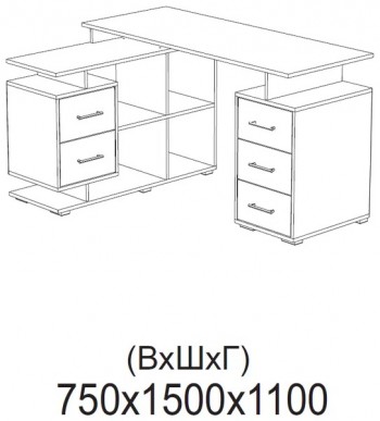 Компьютерный стол угловой СКМУ-3 дуб сонома/белый в Вилюйске - vilyujsk.mebel54.com | фото