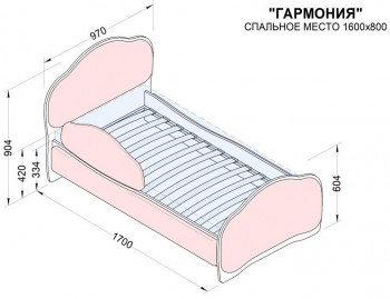 Кровать 160 Гармония 18 Бордовый (мягкий бортик) в Вилюйске - vilyujsk.mebel54.com | фото