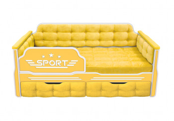 Кровать 160 серии Спорт 2 ящика 74 Жёлтый (мягкие боковые накладки) в Вилюйске - vilyujsk.mebel54.com | фото