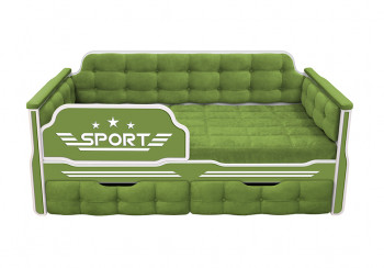 Кровать 160 серии Спорт 2 ящика 76 Зелёный (мягкие боковые накладки) в Вилюйске - vilyujsk.mebel54.com | фото