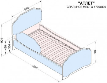 Кровать 170 Атлет 29 Синий (мягкий бортик) в Вилюйске - vilyujsk.mebel54.com | фото