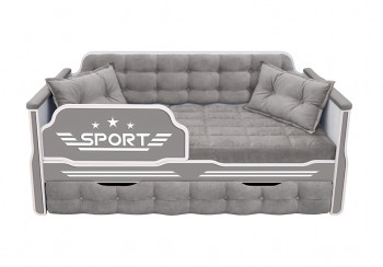 Кровать 170 серии Спорт 1 ящик 45 Серый (подушки) в Вилюйске - vilyujsk.mebel54.com | фото