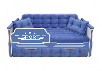 Кровать 170 серии Спорт 1 ящик 85 Синий (подушки) в Вилюйске - vilyujsk.mebel54.com | фото