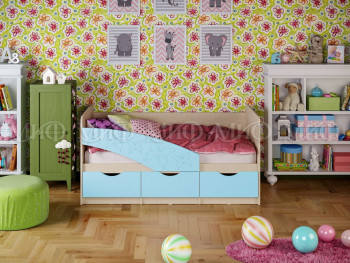 Кровать Бабочки 1,6м (Голубой матовый) в Вилюйске - vilyujsk.mebel54.com | фото