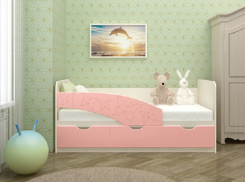 Кровать Бабочки 1,6м (Розовый металлик) в Вилюйске - vilyujsk.mebel54.com | фото