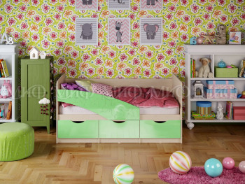 Кровать Бабочки 1,6м (Салатовый металлик) в Вилюйске - vilyujsk.mebel54.com | фото