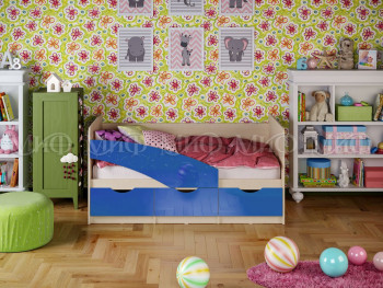 Кровать Бабочки 1,6м (Синий металлик) в Вилюйске - vilyujsk.mebel54.com | фото