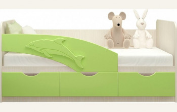 Кровать детская 1,6м Дельфин (Салатовый металлик) в Вилюйске - vilyujsk.mebel54.com | фото