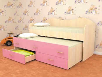 Кровать детская Нимфа двухместная 2.0 Дуб молочный/Розовый в Вилюйске - vilyujsk.mebel54.com | фото