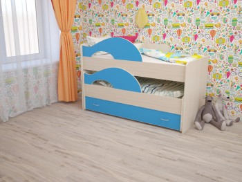 Кровать детская Радуга 1600 Млечный дуб/Голубой в Вилюйске - vilyujsk.mebel54.com | фото