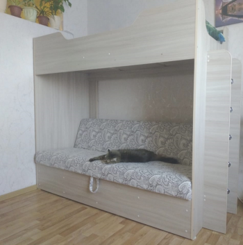 Кровать двухъярусная с диваном (Беленый дуб) в Вилюйске - vilyujsk.mebel54.com | фото