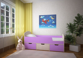Кровать Малыш-мини Дуб молочный/Ирис в Вилюйске - vilyujsk.mebel54.com | фото
