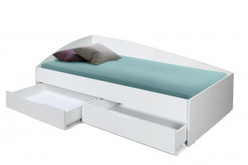 Кровать одинарная "Фея - 3" (асимметричная) (2000х900) New/(белый / белый / ДВПО белый) в Вилюйске - vilyujsk.mebel54.com | фото