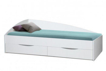 Кровать одинарная "Фея - 3" (асимметричная) (2000х900) New/(белый / белый / ДВПО белый) в Вилюйске - vilyujsk.mebel54.com | фото