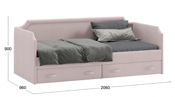 Кровать с мягкой обивкой и ящиками «Кантри» Тип 1 (900) (Велюр пудровый) в Вилюйске - vilyujsk.mebel54.com | фото