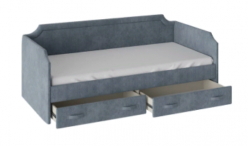 Кровать с мягкой обивкой и ящиками «Кантри» Тип 1 (900) (Замша синяя) в Вилюйске - vilyujsk.mebel54.com | фото