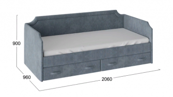 Кровать с мягкой обивкой и ящиками «Кантри» Тип 1 (900) (Замша синяя) в Вилюйске - vilyujsk.mebel54.com | фото