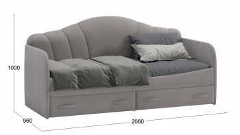 Кровать с мягкой спинкой и ящиками «Сабрина» 900 Светло-серый в Вилюйске - vilyujsk.mebel54.com | фото