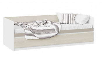 Кровать «Сканди» с 2 ящиками Дуб Гарден/Белый/Глиняный серый в Вилюйске - vilyujsk.mebel54.com | фото