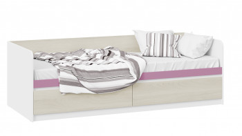 Кровать «Сканди» с 2 ящиками Дуб Гарден/Белый/Лиловый в Вилюйске - vilyujsk.mebel54.com | фото