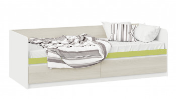 Кровать «Сканди» с 2 ящиками Дуб Гарден/Белый/Зеленый в Вилюйске - vilyujsk.mebel54.com | фото