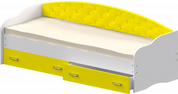 Кровать Софа-7 с мягкой спинкой (800х1900) Белый/Желтый в Вилюйске - vilyujsk.mebel54.com | фото