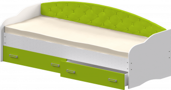 Кровать Софа-7 с мягкой спинкой (800х1900) Белый/Лайм в Вилюйске - vilyujsk.mebel54.com | фото