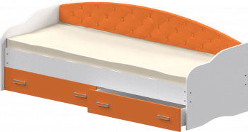 Кровать Софа-7 с мягкой спинкой (800х1900) Белый/Оранжевый в Вилюйске - vilyujsk.mebel54.com | фото