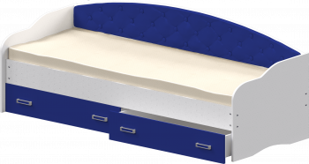 Кровать Софа-7 с мягкой спинкой (800х1900) Белый/Синий в Вилюйске - vilyujsk.mebel54.com | фото