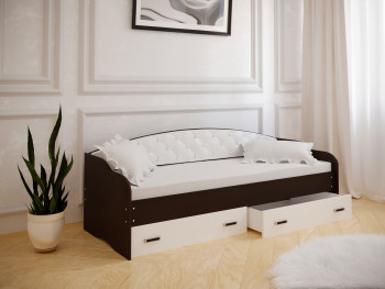 Кровать Софа-7 с мягкой спинкой (800х1900) Венге/ Белый в Вилюйске - vilyujsk.mebel54.com | фото
