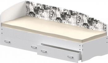 Кровать Софа-9 с мягкой спинкой с рисунком Милана (900х1900) Белый в Вилюйске - vilyujsk.mebel54.com | фото
