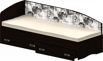 Кровать Софа-9 с мягкой спинкой с рисунком Милана (900х1900) Венге в Вилюйске - vilyujsk.mebel54.com | фото