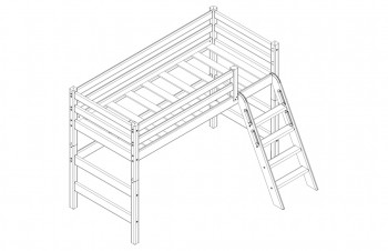 Кровать Соня вариант 6 полувысокая с наклонной лестницей Белый полупрозрачный в Вилюйске - vilyujsk.mebel54.com | фото