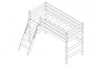 Кровать Соня вариант 6 полувысокая с наклонной лестницей Лаванда в Вилюйске - vilyujsk.mebel54.com | фото
