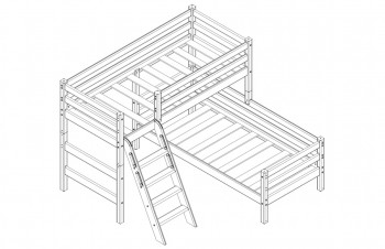 Кровать Соня вариант 8 угловая с наклонной лестницей Лаванда в Вилюйске - vilyujsk.mebel54.com | фото