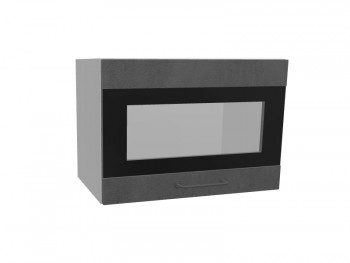 Лофт ПГСФ 500 шкаф верхний горизонтальный со стеклом и фотопечатью (Бетон темный/корпус Серый) в Вилюйске - vilyujsk.mebel54.com | фото