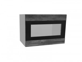 Лофт ПГСФ 500 шкаф верхний горизонтальный со стеклом и фотопечатью (Дуб бурый/корпус Серый) в Вилюйске - vilyujsk.mebel54.com | фото
