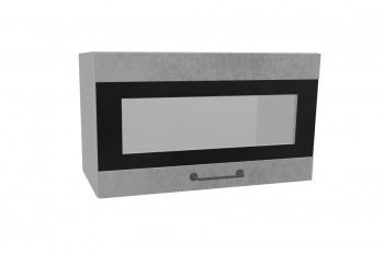 Лофт ПГСФ 600 шкаф верхний горизонтальный со стеклом и фотопечатью (Бетон светлый/корпус Серый) в Вилюйске - vilyujsk.mebel54.com | фото