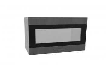 Лофт ПГСФ 600 шкаф верхний горизонтальный со стеклом и фотопечатью (Бетон темный/корпус Серый) в Вилюйске - vilyujsk.mebel54.com | фото