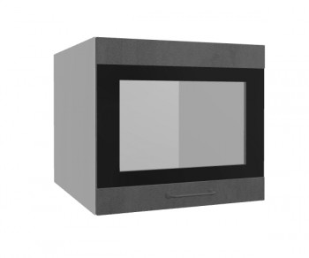 Лофт ВПГСФ 500 шкаф верхний горизонтальный со стеклом высокий с фотопечатью (Бетон темный/корпус Серый) в Вилюйске - vilyujsk.mebel54.com | фото