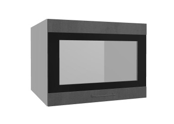 Лофт ВПГСФ 600 шкаф верхний горизонтальный со стеклом высокий с фотопечатью (Бетон темный/корпус Серый) в Вилюйске - vilyujsk.mebel54.com | фото