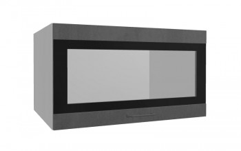 Лофт ВПГСФ 800 шкаф верхний горизонтальный со стеклом высокий с фотопечатью (Бетон темный/корпус Серый) в Вилюйске - vilyujsk.mebel54.com | фото