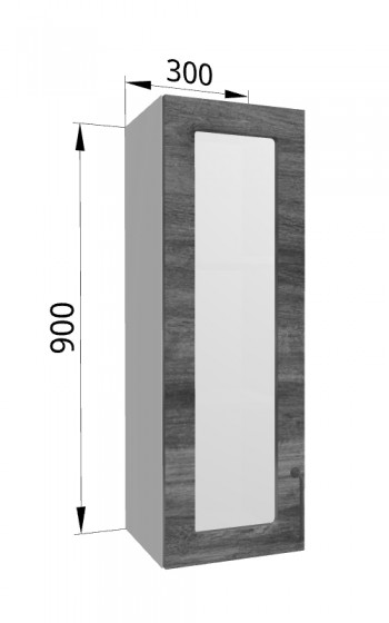 Лофт ВПС 300 шкаф верхний со стеклом высокий (Дуб бурый/корпус Серый) в Вилюйске - vilyujsk.mebel54.com | фото