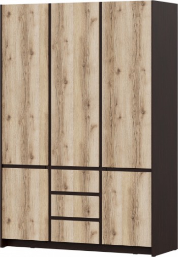 Модульная система "Прага" Шкаф для одежды трехстворчатый Дуб Венге/Дуб Делано в Вилюйске - vilyujsk.mebel54.com | фото